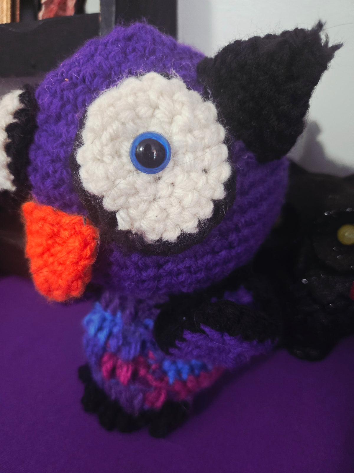 Cutesy Black and Purple Crocheted Owl
