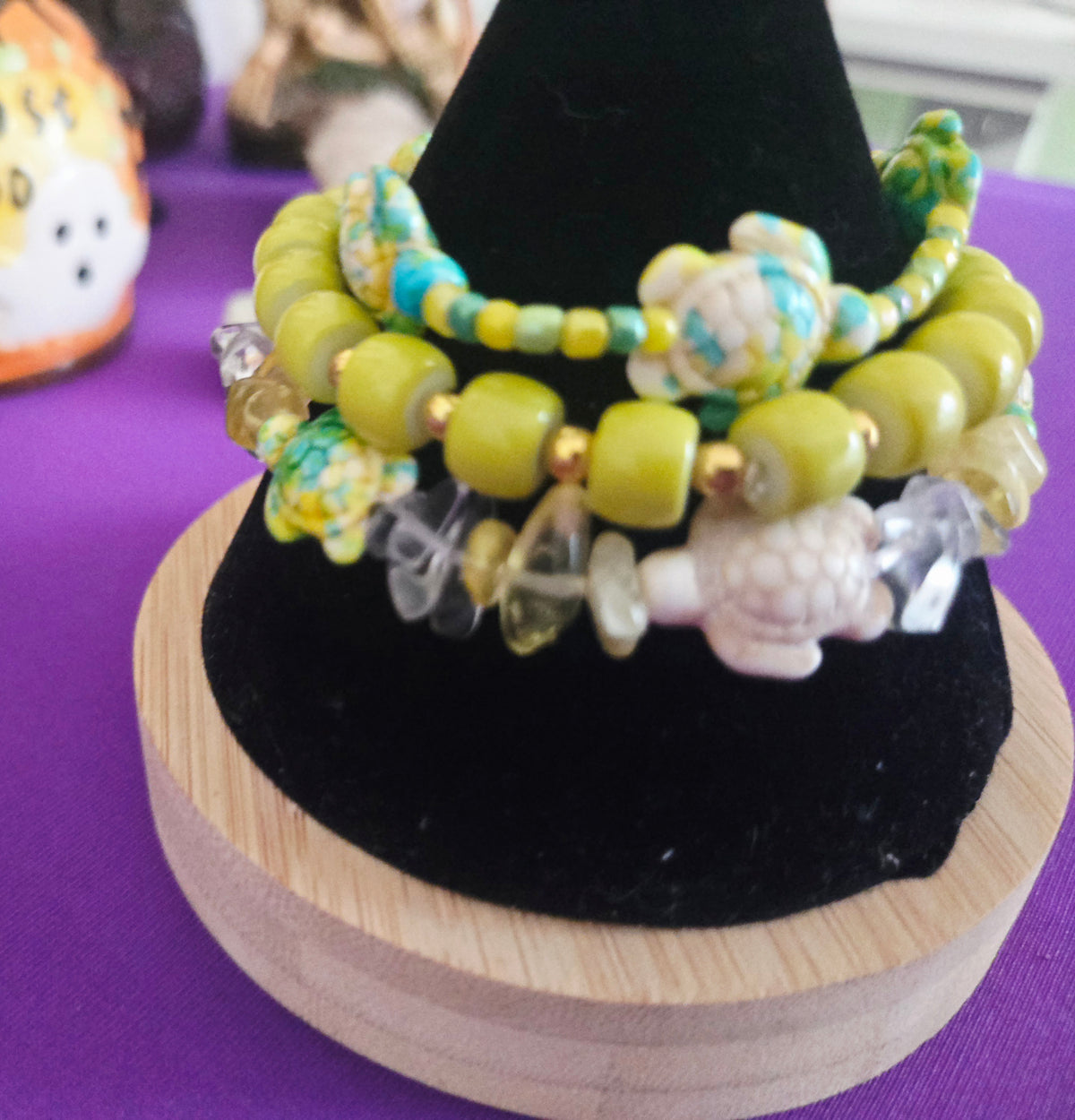Energetically Charged Sunshine Turtle Intention Bracelet Stack