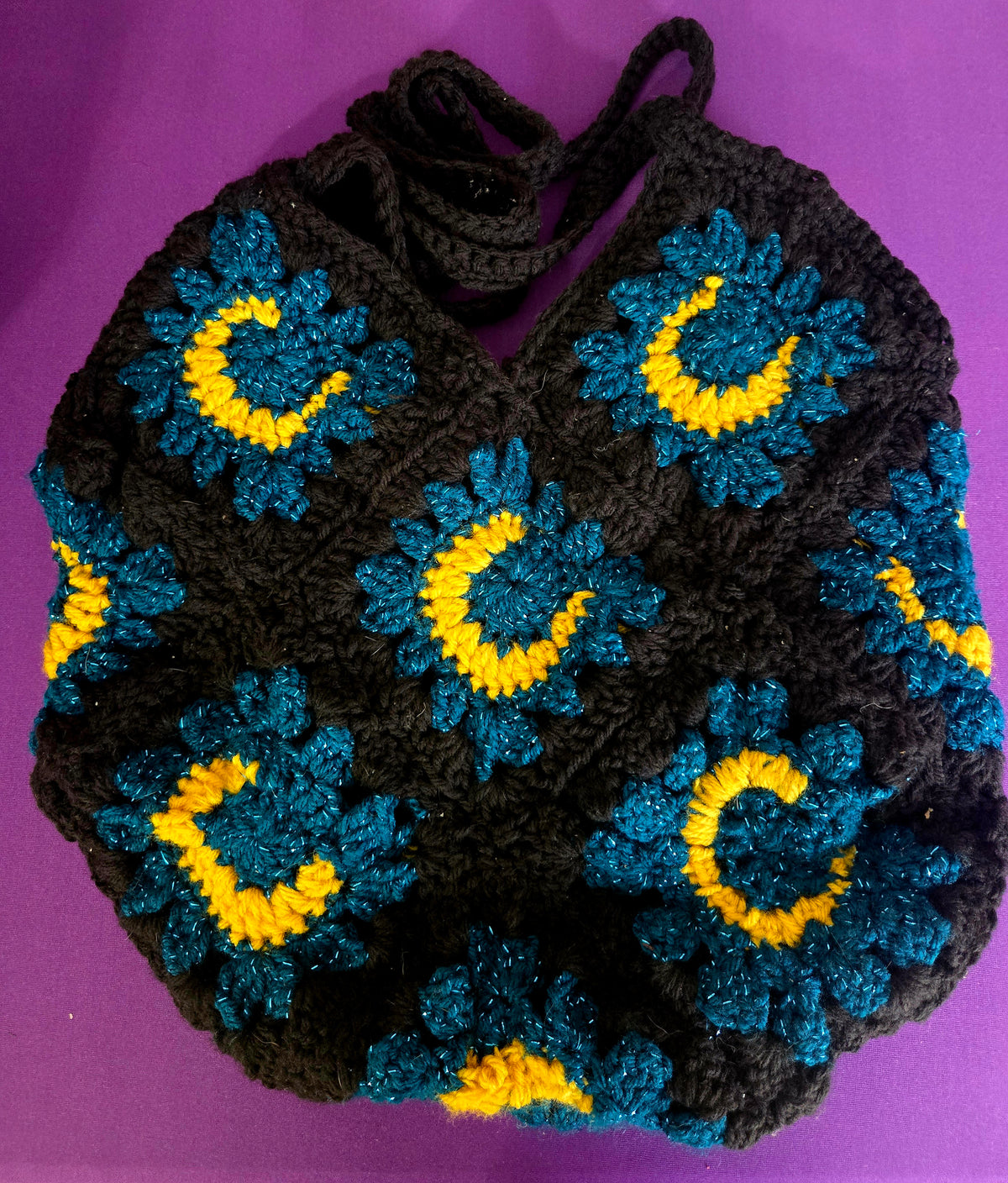 Midnight Celestial Moon Crochet Shoulder Bag
