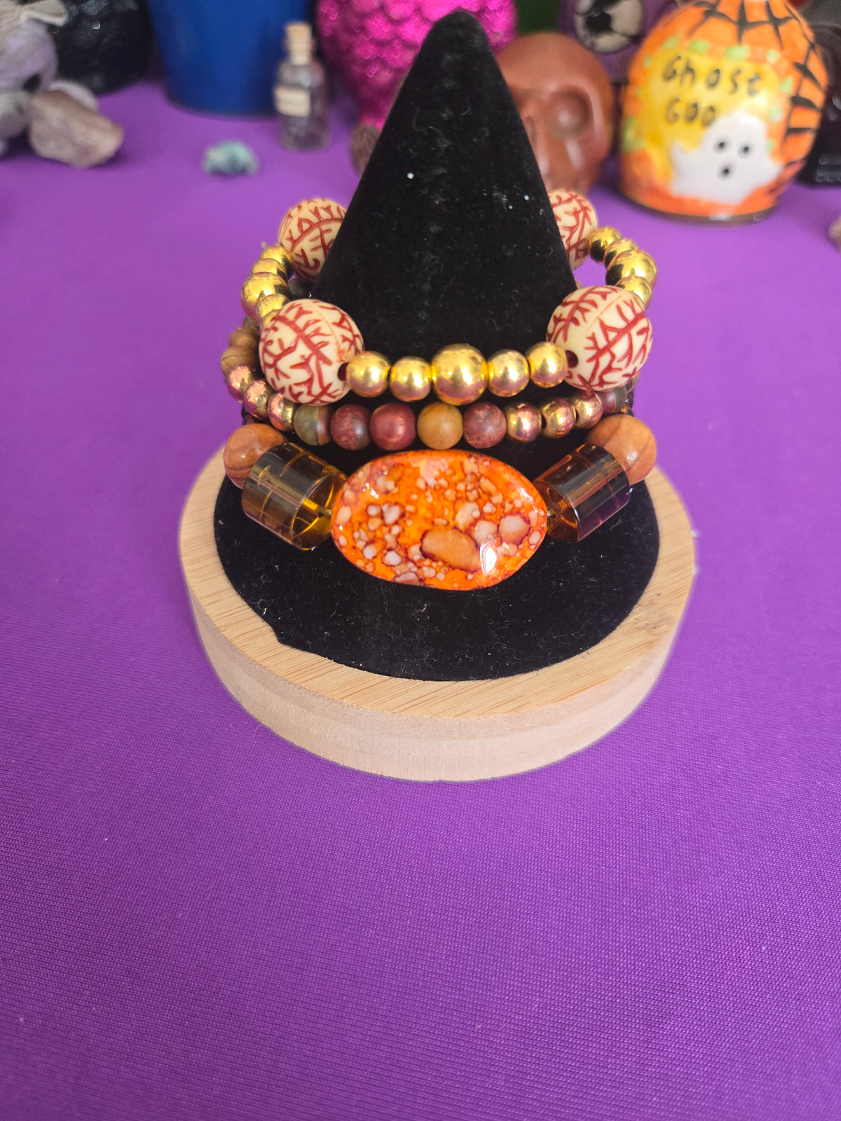 Vitalizing Amber and Tiger's Eye Sunset Intention Bracelet Stack