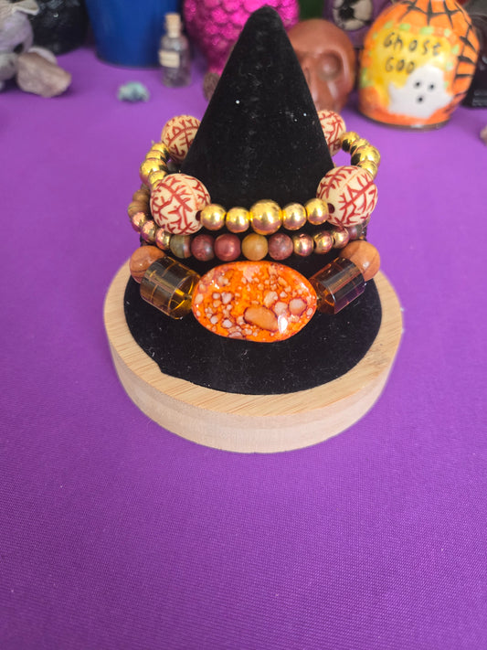 Vitalizing Amber and Tiger's Eye Intention Sunset Bracelet Stack
