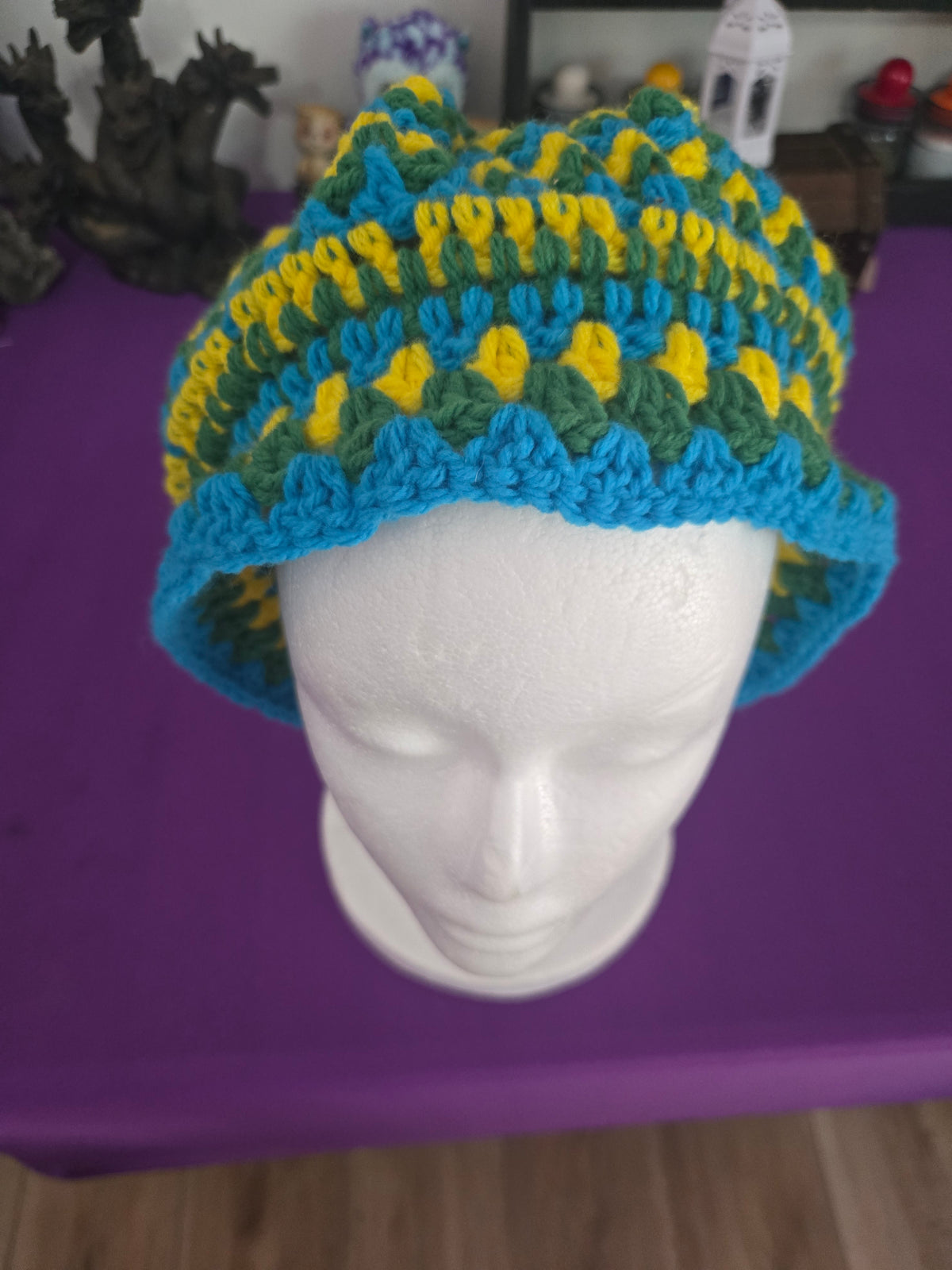 Chakra Inspired Granny Square Stich Crocheted Head Covering