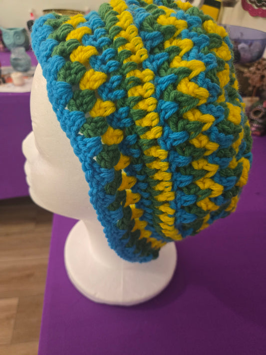 Chakra Inspired Granny Square Stich Crocheted Head Covering