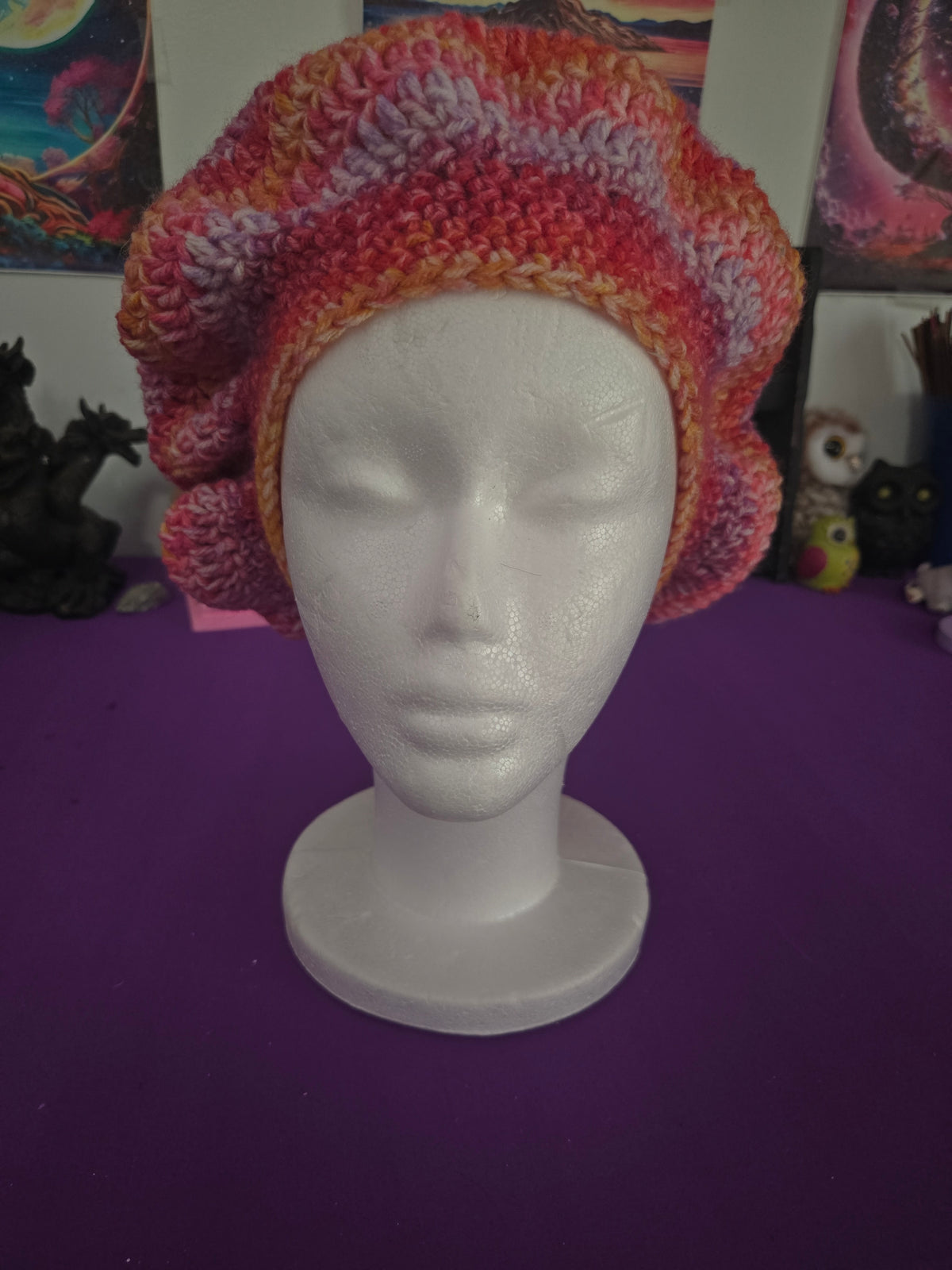 Enchanting Deep Pastel Crocheted Head Covering