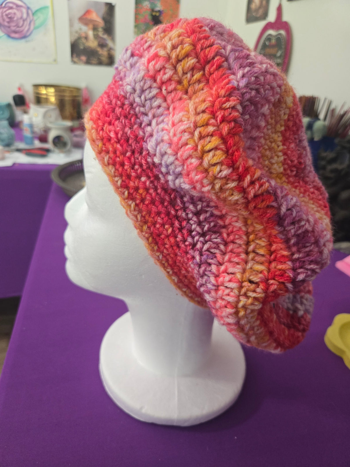Enchanting Deep Pastel Crocheted Head Covering