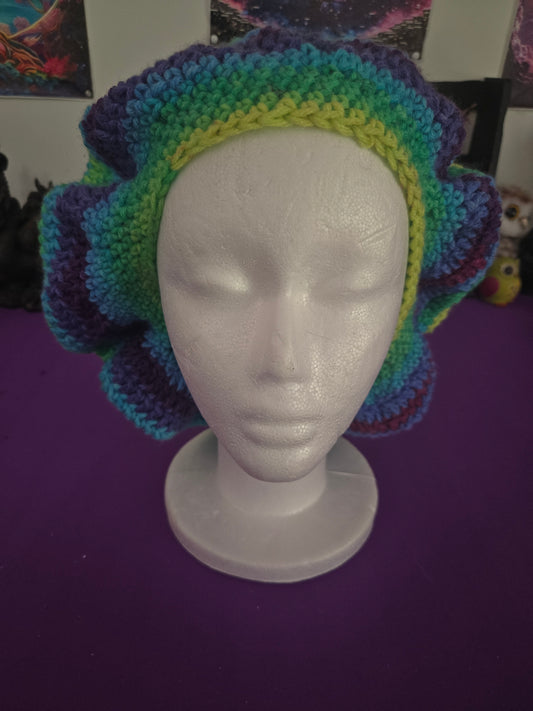Vibrant Blue Striped Boho Head Covering