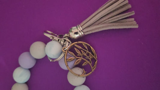 Pastel Flower Vine with Tassel Key or Purse Charm Bracelet