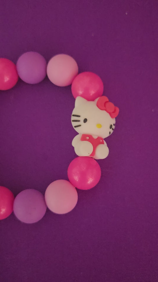 Pretty Pink Kitten Beaded Purse or Key Charm