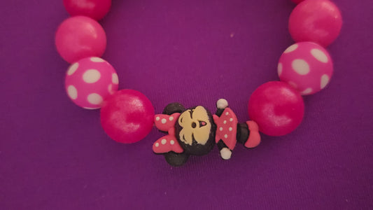 Pretty in Pink Mouse Beaded Purse or Key Charm Bracelet