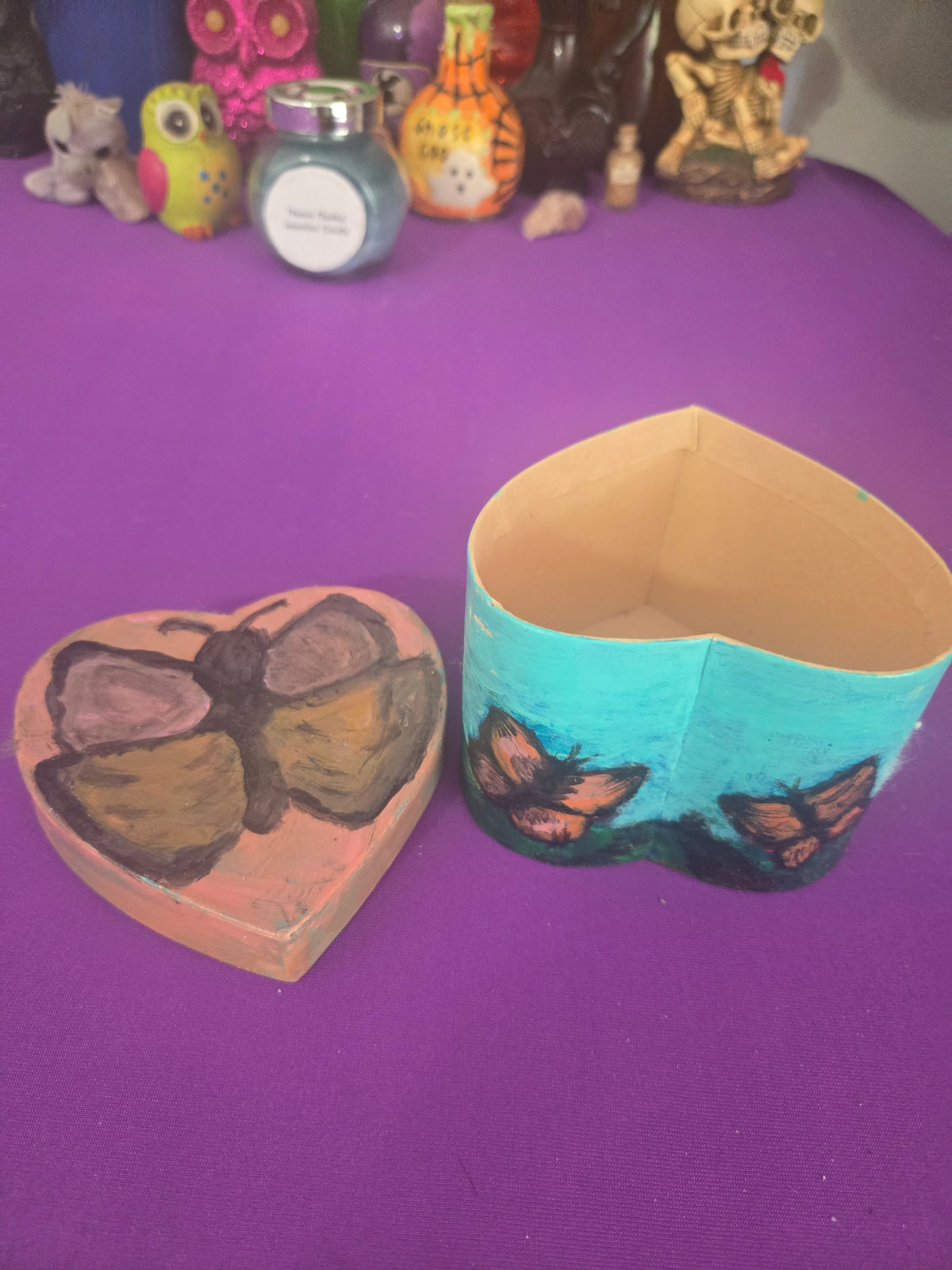 Heart Shaped Butterfly 🦋 Hand Painted Trinket Box