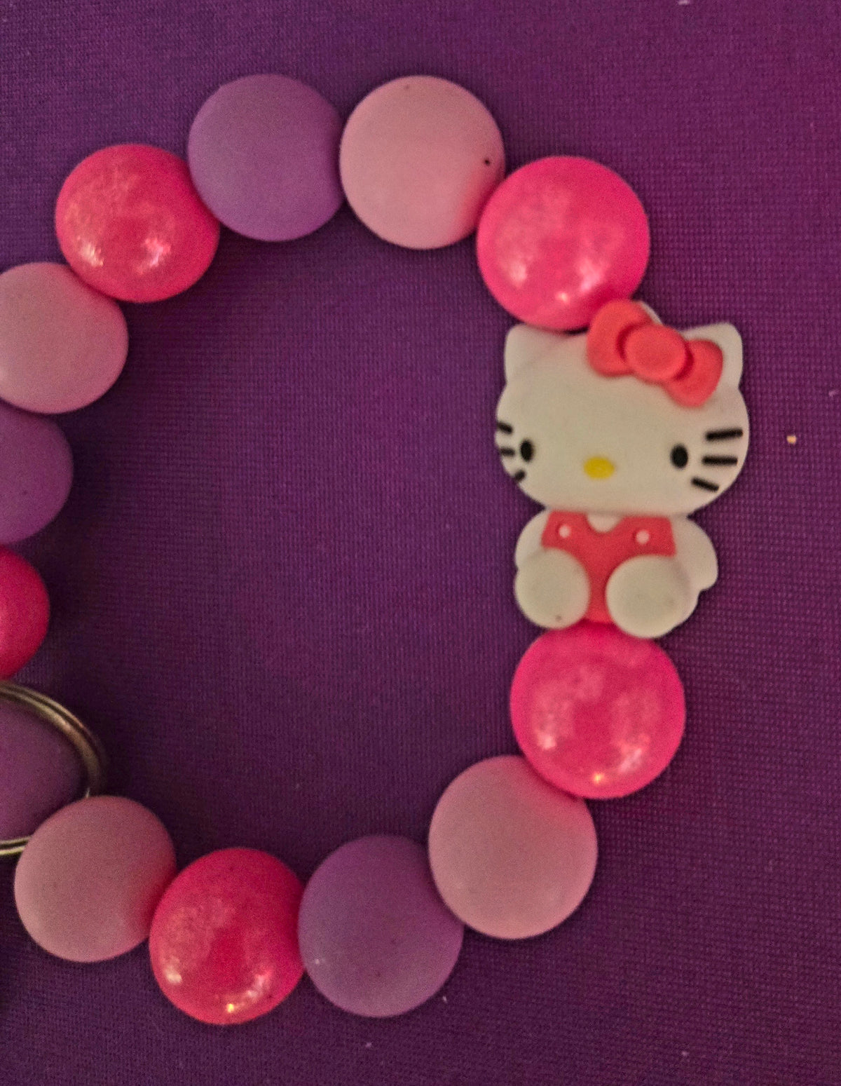 Pretty Pink Kitten Beaded Purse or Key Charm