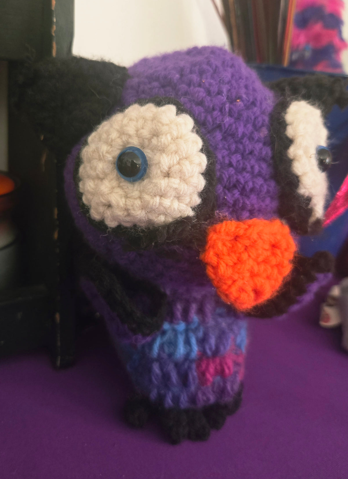 Cutesy Black and Purple Crocheted Owl