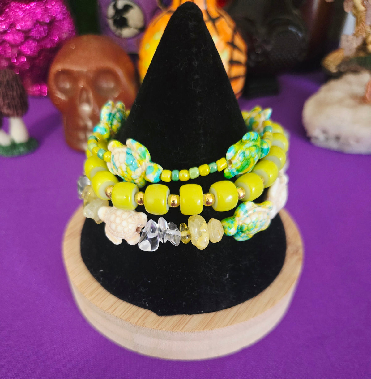 Energetically Charged Sunshine Turtle Intention Bracelet Stack