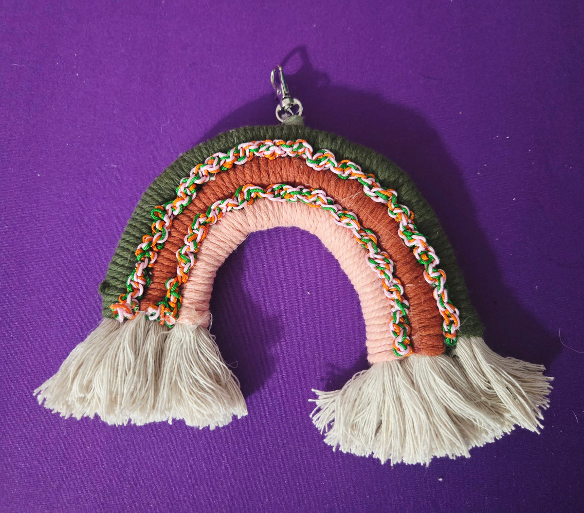 Green, Earthy Orange and Pink Rainbow Purse or Car Charm