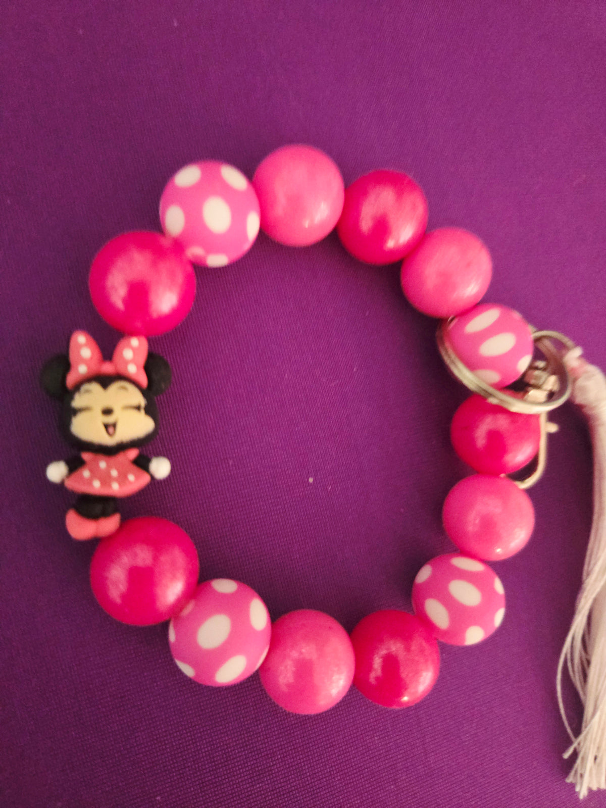 Pretty in Pink Mouse Beaded Purse or Key Charm Bracelet