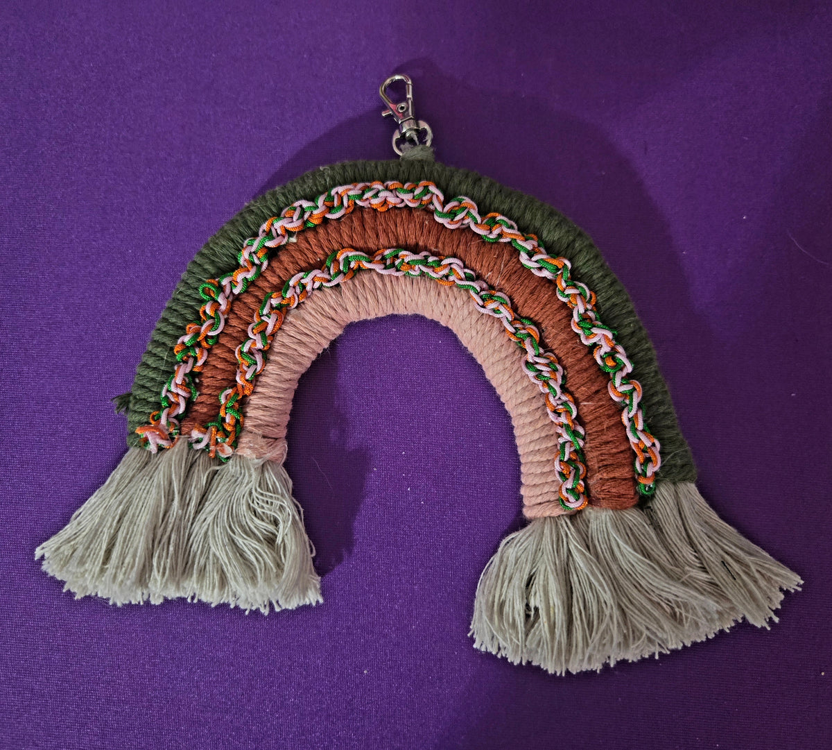 Green, Earthy Orange and Pink Rainbow Purse or Car Charm