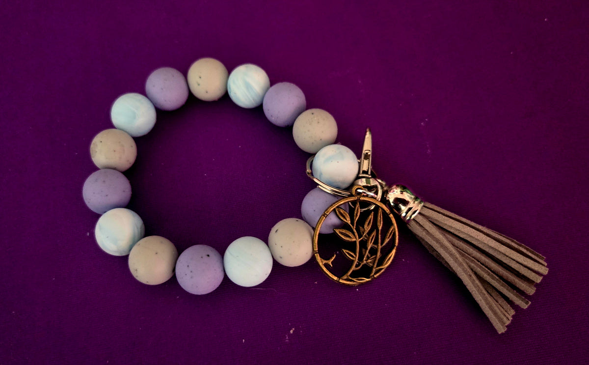 Pastel Flower Vine with Tassel Key or Purse Charm Bracelet