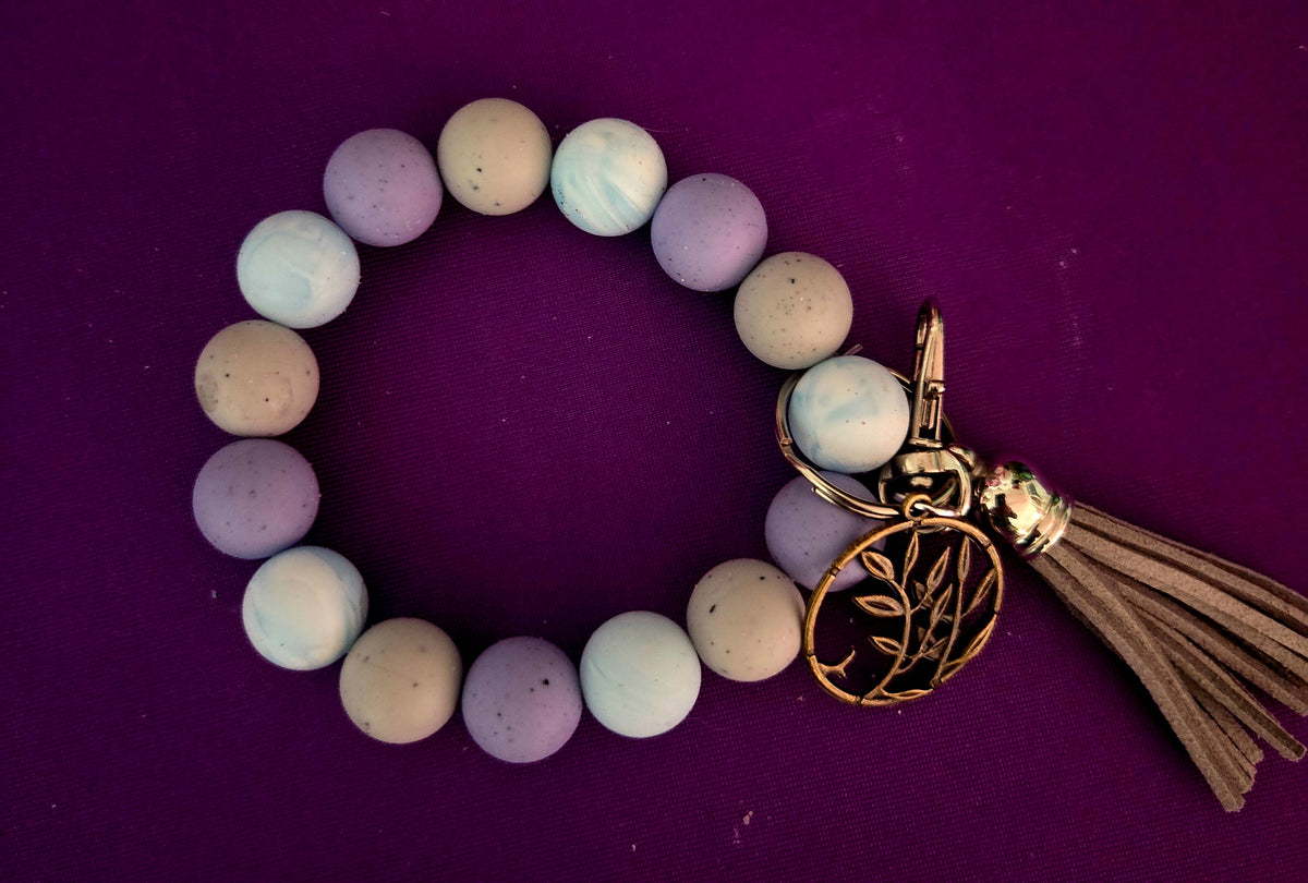 Pastel Flower Vine with Tassel Key or Purse Charm Bracelet