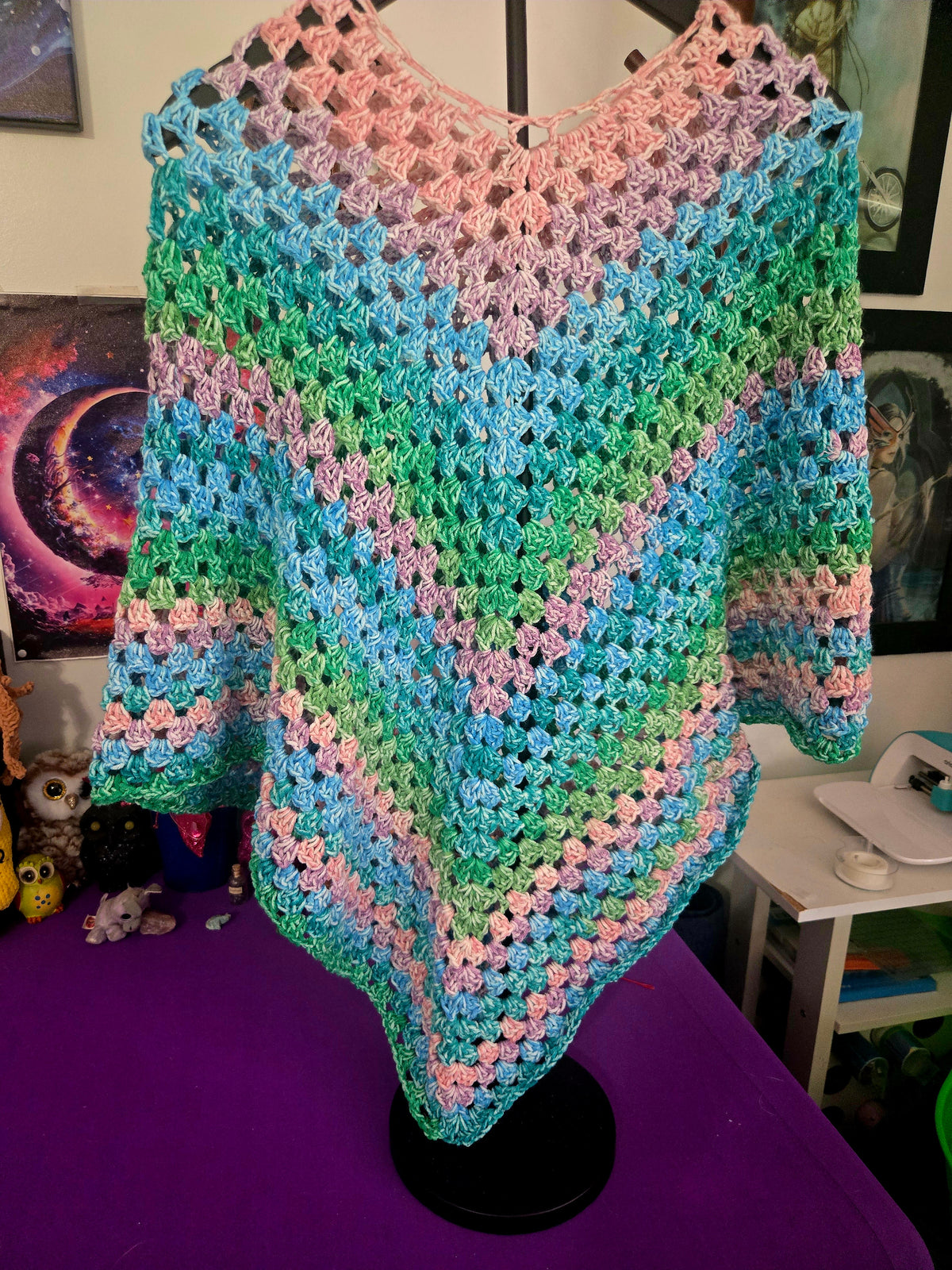 The Girly Girl Granny Stitch Crocheted Poncho
