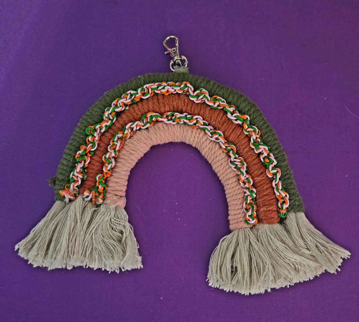 Green, Earthy Orange and Pink Rainbow Purse or Car Charm