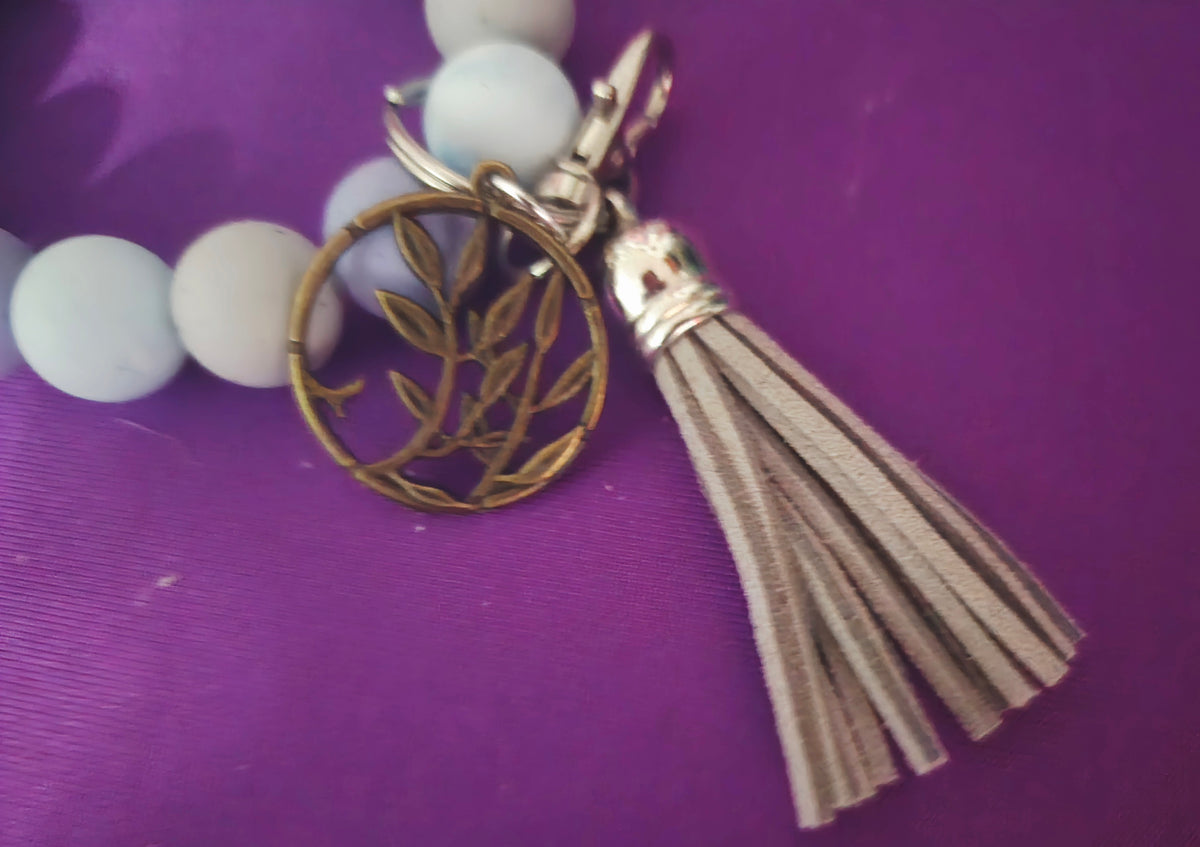 Pastel Flower Vine with Tassel Key or Purse Charm Bracelet