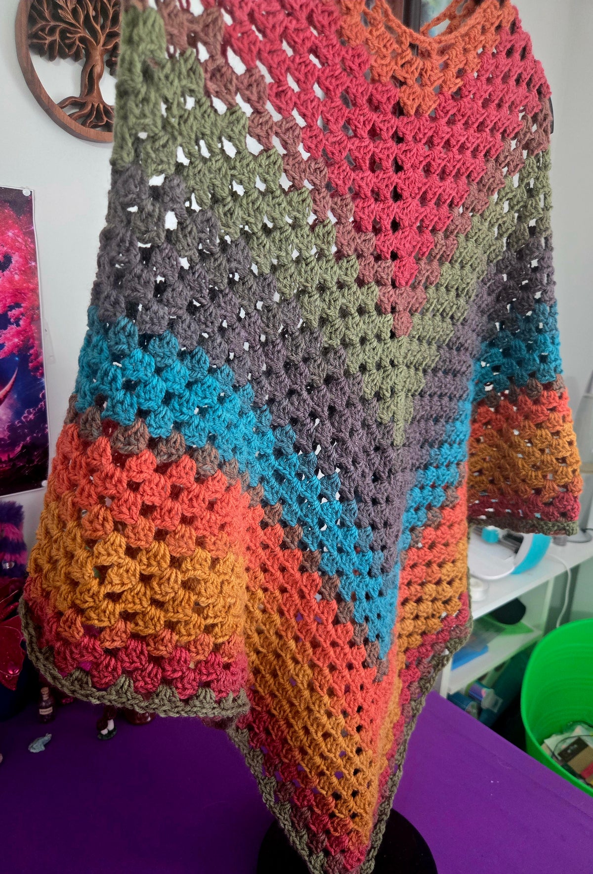 Earth Princess Granny stitch Crocheted Poncho